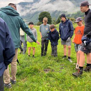 Junior Ranger:innen erkunden einen Kärntnermilch Bauernhof und erleben hautnah, wie Kühe gehalten und Milch produziert wird (Foto NPHT_Kathrin Fercher).